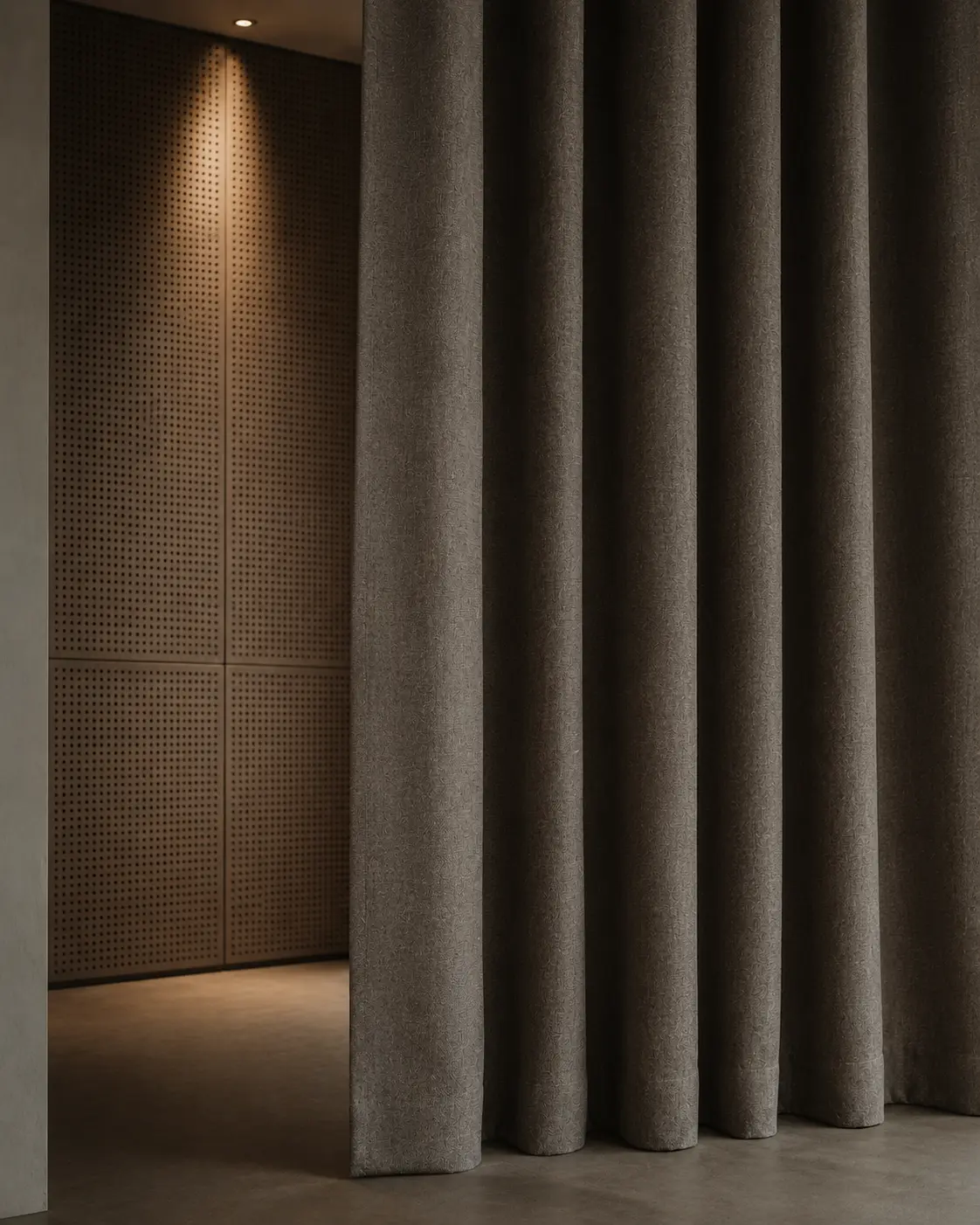 Deep textile folds with a subtle acoustic wave form
