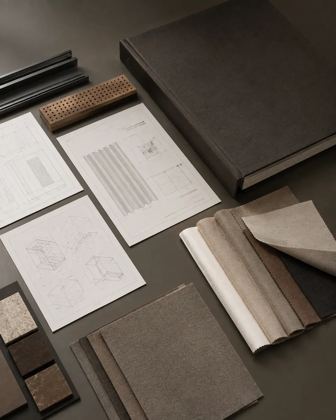 Systematic documentation set with textile sample and neutral marker