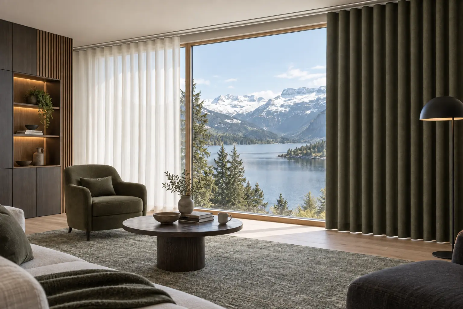 Hotel room with a professional double curtain solution